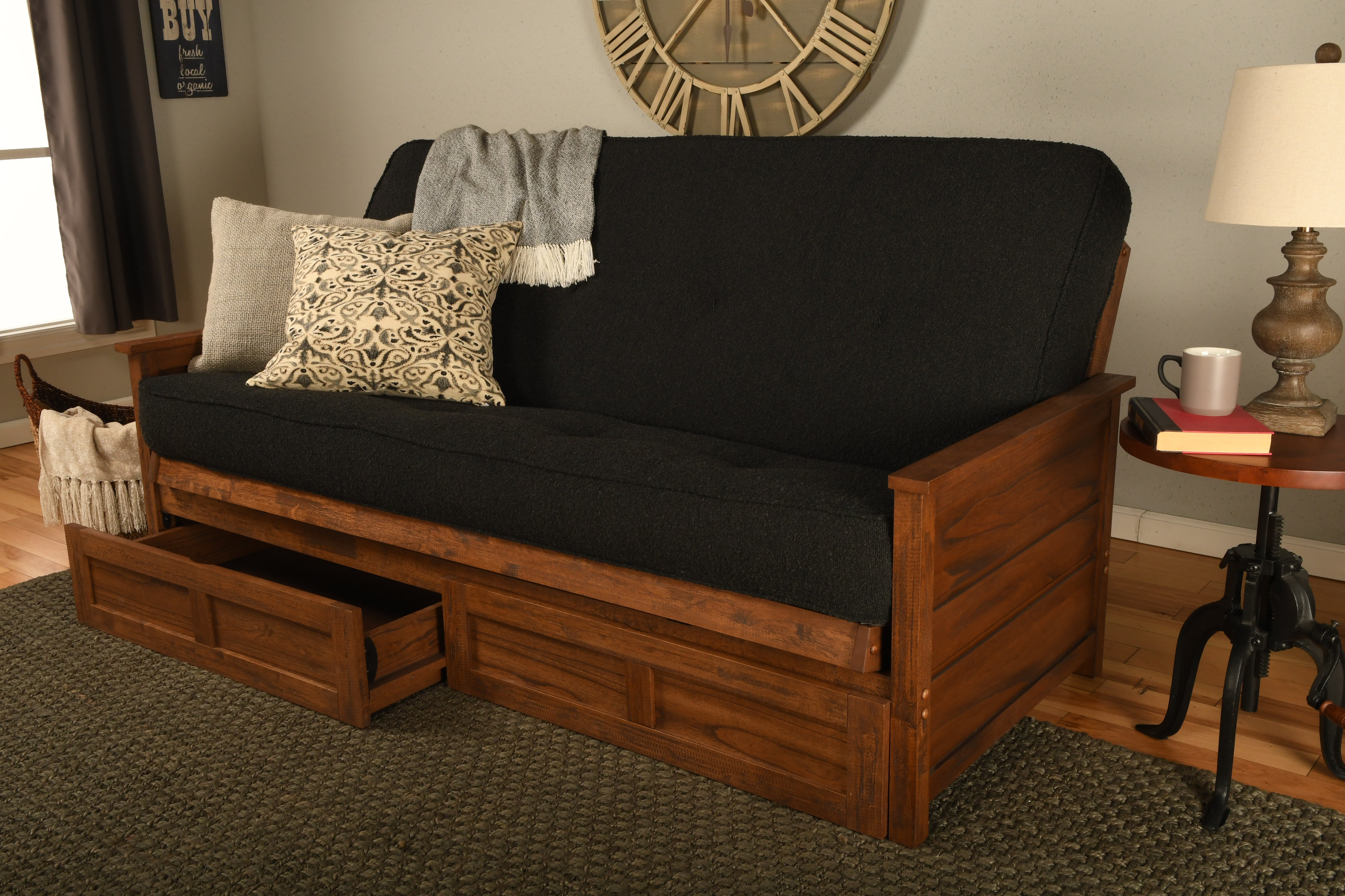 Laurel Foundry Modern Farmhouse Anders Full 79 Wide Tufted Back Futon and Mattress with Storage Reviews Wayfair